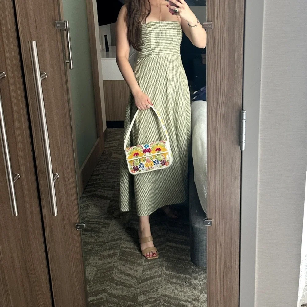 Reformation Green Checkered Maxi Dress - Picture 7 of 7